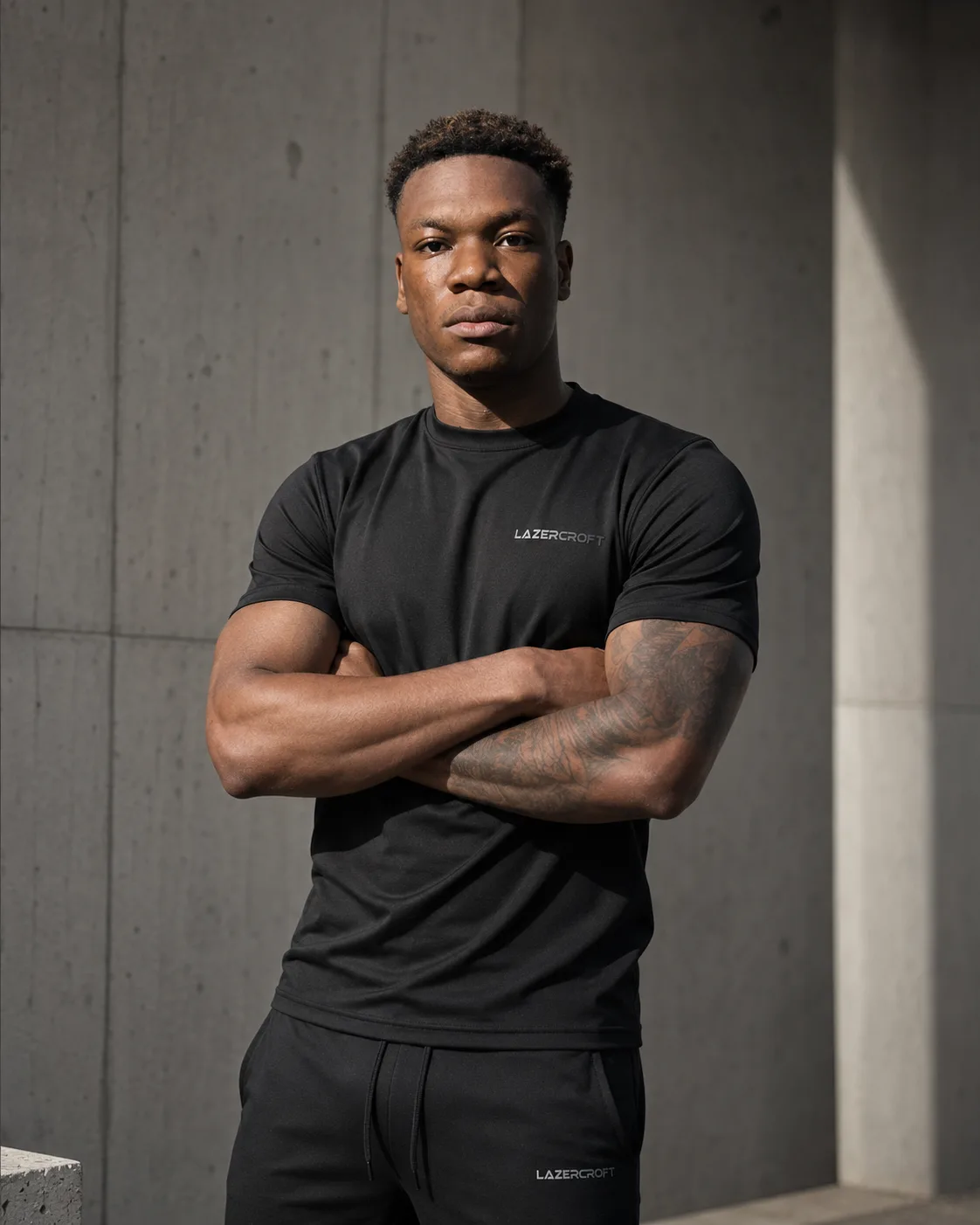 Athlete in a black Lazercroft training set